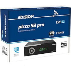 EDISION Picco S2 Pro Full HD Satellite Receiver DVB-S2 H.265 HEVC, WLAN on Board, Multistream, HDMI, SCART, SPDIF, USB, IR, Card Reader, Universal 2-in-1 Remote Control