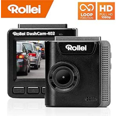 Rollei 402 Dashcam ar GPS un G sensoru, labās puses kamera, priekšējā 1080p Full HD, automašīnas kamera uzraudzībai un stāvvietu uzraudzībai, Dash Cam video reģistrs ar cilpas funkciju