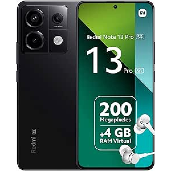 Xiaomi Redmi Note 13 Pro 5G 12GB + 512GB mobilais tālrunis bez līguma, melns (vācu versija + 2 gadu garantija)