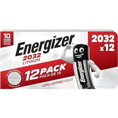 12 x Energizer CR2032 monētu litija 3 V bateriju baterijas pulksteņiem, lāpām, taustiņiem