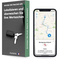 Invoxia Mini GPS izsekotājs - Ūdensizturīgs GPS izsekotājs ar reāllaika zādzības trauksmi - Akumulatora darbības laiks līdz 3 mēnešiem - Iekļauts 3 gadu abonements - Mazs un viegls - Atslēgām, laivai pretaizdzīšanas aizsardzība