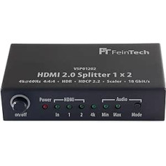 FINETECH VSP01202 HDMI 2.0 sadalītājs 1x2 ar 4K HDR leju mērogošanas audio-EDID melns