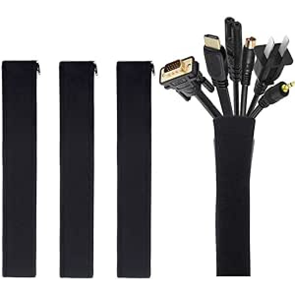 JOTO Kabelschlauch 4 Stück Kabel Management, 50 CM Flexible Neopren Kabelmanagement Organization, Bissfest für Katze Hund, Cable Sleeve für Computer,TV, Büro, Schreibtisch -Schwarz