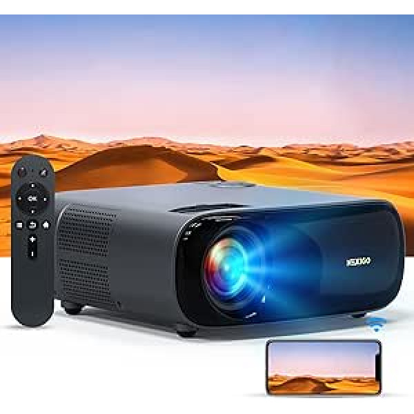 NexiGo PJ40 projektors, 700 ANSI lūmeni, native 1080p, atbalstīts 4K, automātiska vertikālā trapeces korekcija, tālummaiņa, 20 W skaļrunis, WiFi, Bluetooth 5.1, saderīgs ar iOS, Android