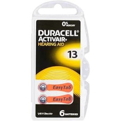 Duracell 13. izmēra dzirdes aparāta akumulators (10 iepakojumi ar sešām šūnām)