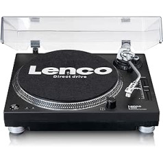 Lenco L-3809 atskaņotājs - USB atskaņotājs ar tiešo piedziņu - priekšpastiprinātājs - 33 un 45 RPM - MMC - RCA līnijas izeja - melna