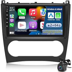 Auto radio Mercedes Benz C Class W203 W209 C180 C200 2005-2009 [2G+64G] 9 collu Android skārienekrāna automašīnas radio, bezvadu Apple Carplay/Android Car / 1080P / WiFi + AHD atpakaļskata kamera