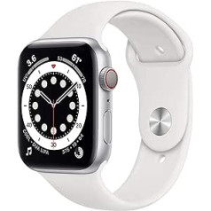 Apple Watch Series 6 44 mm (GPS + Cellular) — Aluminiumgehäuse Silber Weiß Sportarmband (Generalüberholt)