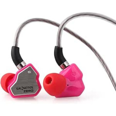 LINSOUL 7Hz Salnotes Zero HiFi 10 mm Dynamic Driver In-Ear Austiņas IEM ar metāla kompozītmateriālu membrānu, nerūsējošā tērauda priekšējo plāksni, noņemamu 2-pin OFC kabeli (roze, bez mikrofona, 3,5 mm)