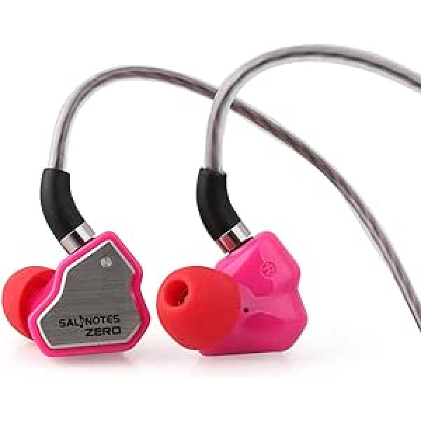 LINSOUL 7Hz Salnotes Zero HiFi 10 mm Dynamic Driver In-Ear Austiņas IEM ar metāla kompozītmateriālu membrānu, nerūsējošā tērauda priekšējo plāksni, noņemamu 2-pin OFC kabeli (roze, bez mikrofona, 3,5 mm)