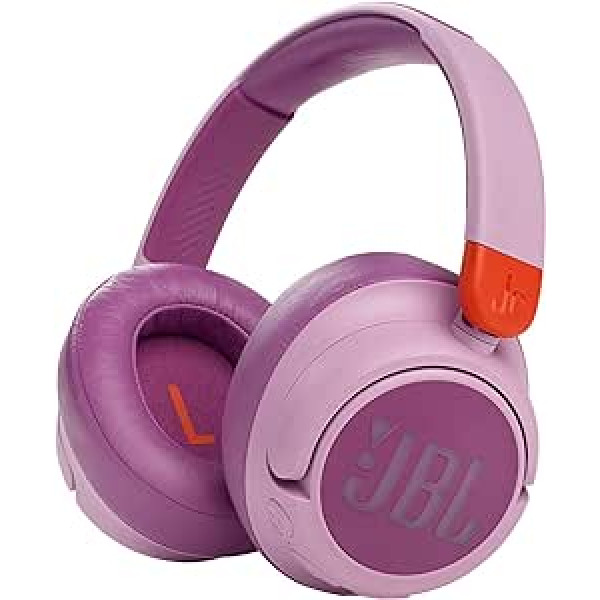 JBL JR 460 NC — austiņas, kas novietojamas uz auss ar trokšņu slāpēšanu bērniem rozā krāsā — ar JBL drošu skaņu drošai klausīšanās priekam — līdz pat 30 stundām mūzikas atskaņošanas