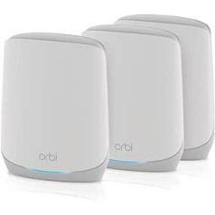 NETGEAR Orbi WiFi 6 Mesh WLAN sistēma (RBK763S) | WiFi 6 maršrutētājs ar 2 satelīta atkārtotājiem | Pārklājums līdz 525 m², 75 Ierīces | AX5400 līdz 5,4 Gbps