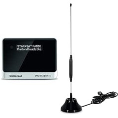 TechniSat DIGITRADIO 10 — DAB+ digitālais radio adapteris melns/sudrabs un DIGIFLEX TT6 — pasīvā stieņa iekštelpu antena DVB-T2/DAB+/FM (aizsardzības klase IP20, IEC savienojums, 75 omi pretestība), melns, 0005/6015