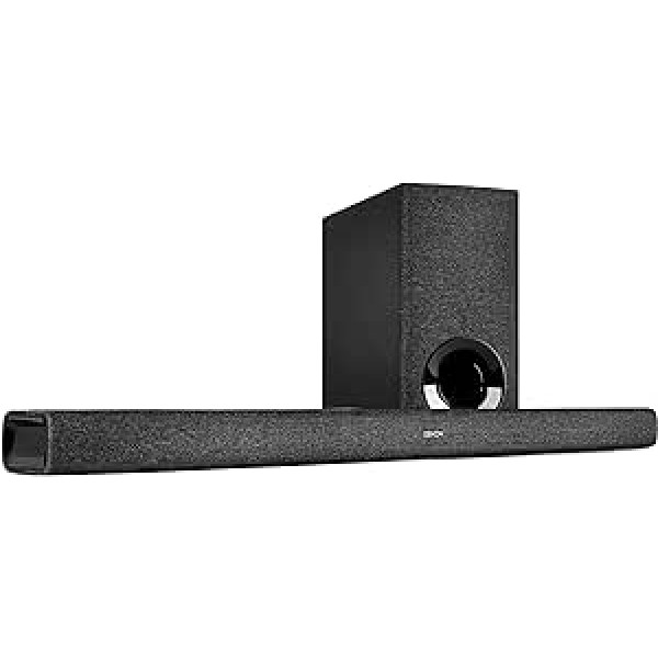 Denon DHT-S416 augstas kvalitātes 2.1 televizora skaņas josla ar bezvadu zemfrekvences skaļruni, iebūvētu Google Chromecast ierīci, WiFi, Bluetooth, Dolby Digital, HDMI ARC, optisko ieeju