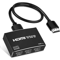 4K HDMI sadalītājs 1 in 3 Out, 4K HDMI sadalītājs 【Tikai spogulis】 Atbalsta 4K @ 30HZ, 1080P, 3D, HDR, HDCP, Doby, HDMI sadalītājs Xbox PS5 Fire Stick Roku Blu-Ray atskaņotājam DVD【ar 1,2M HDMI C