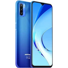 Ulefone Note 12 viedtālrunis bez līguma, 4 GB + 128 GB, 7700 mAh cietais akumulators ar divām SIM kartēm 4G mobilais tālrunis, 6,82 collu HD+, 3 karšu slota dizains, Android 11, 13 MP trīskāršā kamera, sejas atbloķēšanas GPS zils