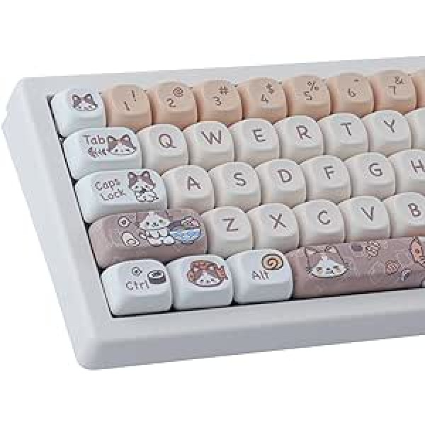 Sunzit Keycaps 143 Keys PBT Keycaps Set MOA Profile Dye Sublimation Cute Cat Keycaps ar Keycap novelk Cherry MX Switches 104/87/74/61 60 Mehāniskā tastatūra