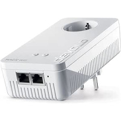 Devolo Magic 1 Wifi: jaudīgs elektrolīnijas paplašinājuma adapteris ar WLAN funkciju, līdz 1200 Mbit/s Wifi AC, 2x Fast Ethernet LAN savienojums, integrēta ligzda, tīkla WiFi, piekļuves punkts, balts