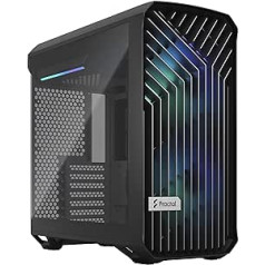 Fractal Design Torrent kompakts RGB melns datora korpuss TG rūdīta stikla gaisma, FD-C-TOR1C-02, RGB melns rūdīts stikls