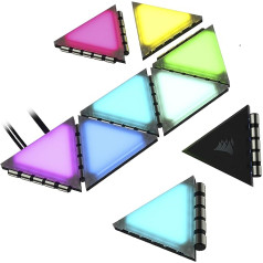 Corsair iCUE LC100 korpusa koncentrēti apgaismojuma elementi — mini trīsstūri — 9 x flīžu paplašināšanas komplekts (81 RGB LED ar gaismas dispersiju, 81 RGB LED ar gaismas dispersiju)