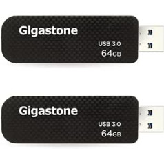 Gigastone Z30 64 GB 2 pakotņu USB 3.2 Gen1 zibatmiņas disks, bez vāciņa, oglekļa šķiedras dizains, izvelkama, uzticama veiktspēja un izturīgs, USB 2.0/USB 3.0/USB 3.1 interfeiss saderīgs