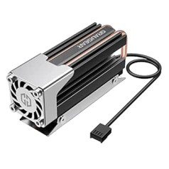 GRAUGEAR G-M2HS03-F Heatpipe Cooler with Fan | Cooling Spill for M.2 NVMe (2280) | Active | 25 mm PWM Fan | Low Noise | 4 x Thermal Pads | Copper Heatpipe | Aluminium |