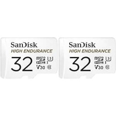 SanDisk augstas izturības 32 GB MicroSDHC atmiņas karte + adapteris (dash kamerām un privātajām drošības kamerām, lasīšanas ātrums 100 MB/s, V30 Full HD un 4K video) (2 komplektā)