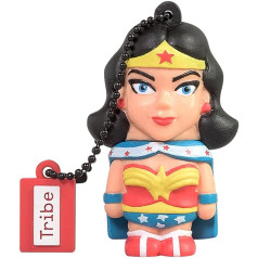 Tribe Warner Bros DC Comics Wonder Woman USB zibatmiņas karte 16 GB Memory Stick 2.0 liela ātruma Pendrive Memory Stick zibatmiņas disks, Funny Gifts 3D attēls, USB sīkrīks izgatavots no cieta PVC ar atslēgu piekariņu - daudzkrāsains