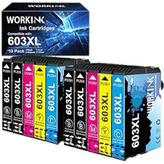 WorkInk 10 kasetnes saderīgas ar Epson 603 603XL printeru kasetnēm Multipack for Expression Home XP-2100 XP-2105 XP-3100 XP-3105 XP-4100 XP-4105, Workforce WF-2810 WF-2835 WF-2835 WF-2835