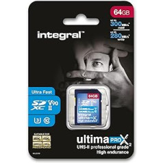 Integrēta 64 GB UHS-II SD karte v90 Līdz 300 MB/s lasīšanas un 280 MB/s rakstīšanas ātruma SDXC profesionāla liela ātruma atmiņas karte