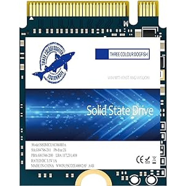 Dogfish SSD 256 GB M.2 2230 NVMe PCIe Gen 3.0 x4 iekšējais cietvielu disks, spēļu SSD, saderīgs ar Steam Deck Surface Pro Ultrabook klēpjdatoru (M.2 2230 PCIe, 256 GB)