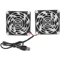 70 mm case fan, 3D printer fan, cable length is approx. 45 cm, 5 V USB double fan for PC/TV box/receiver/AV cabin/PS4/router