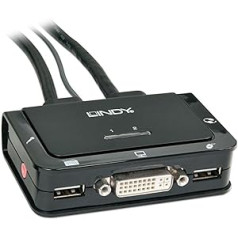 Lindy 42341 DVI KVM Switch Compact USB 2.0 Audio 2 Port Black