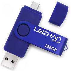 leizhan USB Memory Stick 2.0 OTG Metāla Pendrive Android viedtālrunim USB Flash Disk Micro USB Pen Drive Memory Stick U Disk Blue 256G