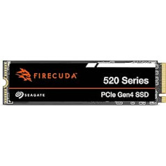 Seagate FireCuda 520 1TB iekšējais SSD, M.2 PCIe Gen4, NVMe 1.3, līdz 5000 MB/s, 3D TLC NAND, melns, 3 gadu datu glābšanas pakalpojums, modeļa Nr.: ZP1000GV3A012