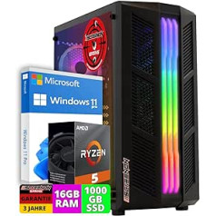 ScreenOn Gaming PC Ryzen 5 5600G • Radeon Vega 7 (2 GB) grafikas karte • 16 GB RAM DDR4 3200 MHz • 1000 GB SSD • Windows 11 Pro • WLAN 300 Mbps • Spēļu PC dators ar 3 gadu garantiju