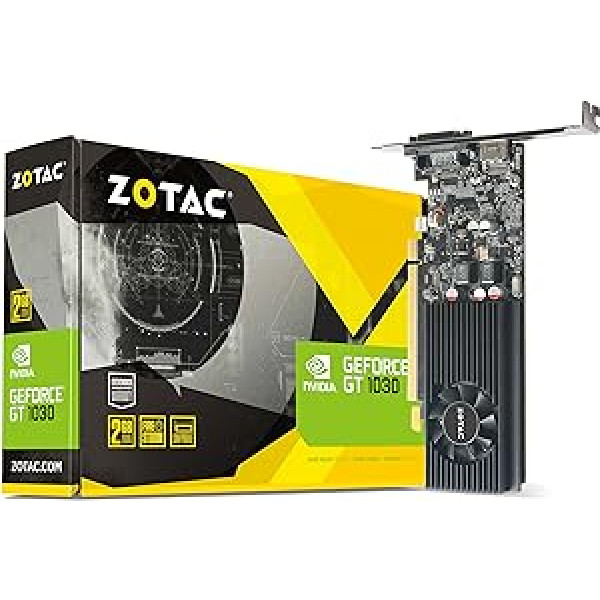 Zotac GeForce GT 1030 grafiskā karte (NVIDIA GT 1030, 2GB GDDR5, 64 biti, Base-Takt 1227 MHz / Boost-Takt 1468 MHz, 6 GHz)