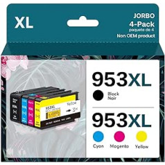 JORBO 953 XL printeru kasetņu nomaiņa HP 953XL daudzpaku kasetnēm, kas ir saderīgas ar HP Officejet Pro 7740 7720 8210 8720 8710 7730 8218 8715 8718 8725 8728 8718 8725 8728 no 4 iepakojuma