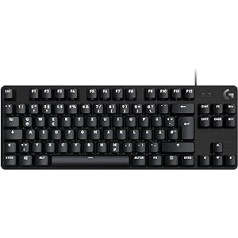 Logitech G 413 TKL SE mehāniskā spēļu tastatūra — ar fona apgaismojumu un taustes mehāniskiem slēdžiem, pret spoku veidošanu, saderīga ar Windows, macOS, vācu QWERTZ izkārtojumu — melns