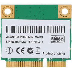 Mini PCIE WLAN karte, trīsjoslu Gigabitu bezvadu tīkla karte, 2400 Mbit/s WLAN karte BT5.2 MU MIMO Mini PCIe WiFi 6E adapteris WIN10 klēpjdatoram