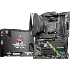 MSI MAG B550 Tomahawk Max WiFi mātesplate ATX, AM4 - AMD Ryzen 5000 Ready - DDR4 Boost 5100+MHz/OC, PCIe 4.0 un 3.0 x16, M.2 Gen4 un Gen3, 2.5G LAN, Wi-Fi 62E, Bluetooth 5.