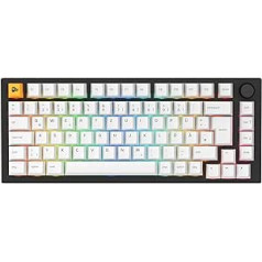 Glorious Gaming GMMK PRO 75% — modulāra mehāniskā spēļu tastatūra, TKL, pamatnes sastatnes 1,5 kg, pilnībā pielāgojamas, spirālveida kabelis, plaukstas balsts, PBT taustiņu vāciņi, vācu QWERTZ izkārtojums — melns