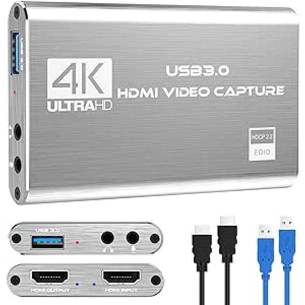 Rybozen spēļu tveršanas karte USB 3.0 video tveršanas karte HD 1080P HDMI video ierakstīšana ar tiešraides ierakstītāja ierīces straumēšanas tveršanas karte operētājsistēmai Windows Linux OS X