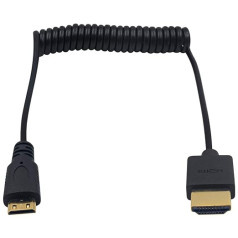 Duttek Mini HDMI–HDMI kabelis, HDMI–Mini HDMI kabelis, īpaši plāns HDMI vīrišķais–mini HDMI vīrišķais tinuma kabelis Atbalsts 4K Ultra HD 1080p 3D projektora monitora videokamerai (4 pēdas)