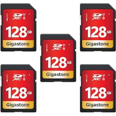 Gigastone 128GB SDXC atmiņas karte 5 pack UHS-I U1 Class 10 līdz 80MB/s Canon Sony Nikon Olympus PC digitālajai kamerai