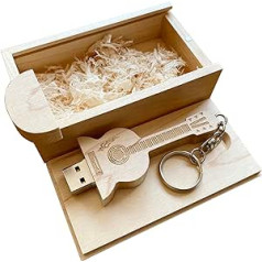 BEIJIGUANG Guitar Shape USB Flash Drive 2.0/3.0 Maple Wood USB Flash Drive in Wooden Box (3.0/128GB)