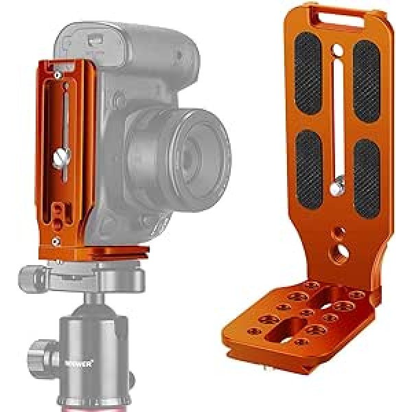 NEEWER L-shaped holder, vertical QR plate, universal DSLR camera, L holder with 1/4 inch screw Arca base, compatible with DJI Ronin Zhiyun Weebill Nikon Canon Sony Panasonic DSLR camera (orange)