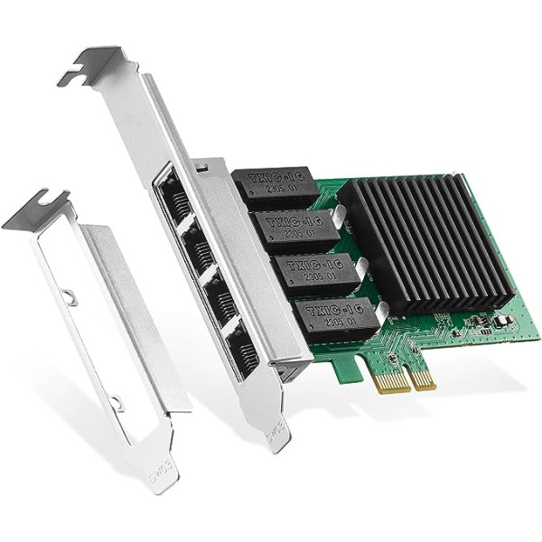 Binardat 4 portu Gigabit PCIe tīkla adapteris, Realtek RT8111H kontrolleris 1000/100Mbps Ethernet LAN NIC karte operētājsistēmai Windows/Linux/Mac