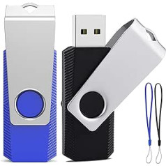 ABLAZE USB zibatmiņas zibatmiņa 128 GB, 2 pagriežamas metāla USB 2.0 zibatmiņas (zils/melns)