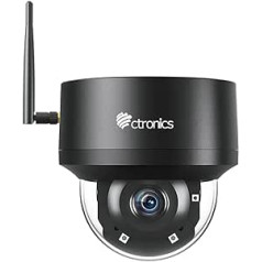 5MP PTZ āra novērošanas kamera, Ctronics WLAN Dome IP kamera ārā ar cilvēka noteikšanu, automātiska izsekošana, 355°/90° grozāma, divvirzienu audio, 32GB SD karte iekļauta, IP66